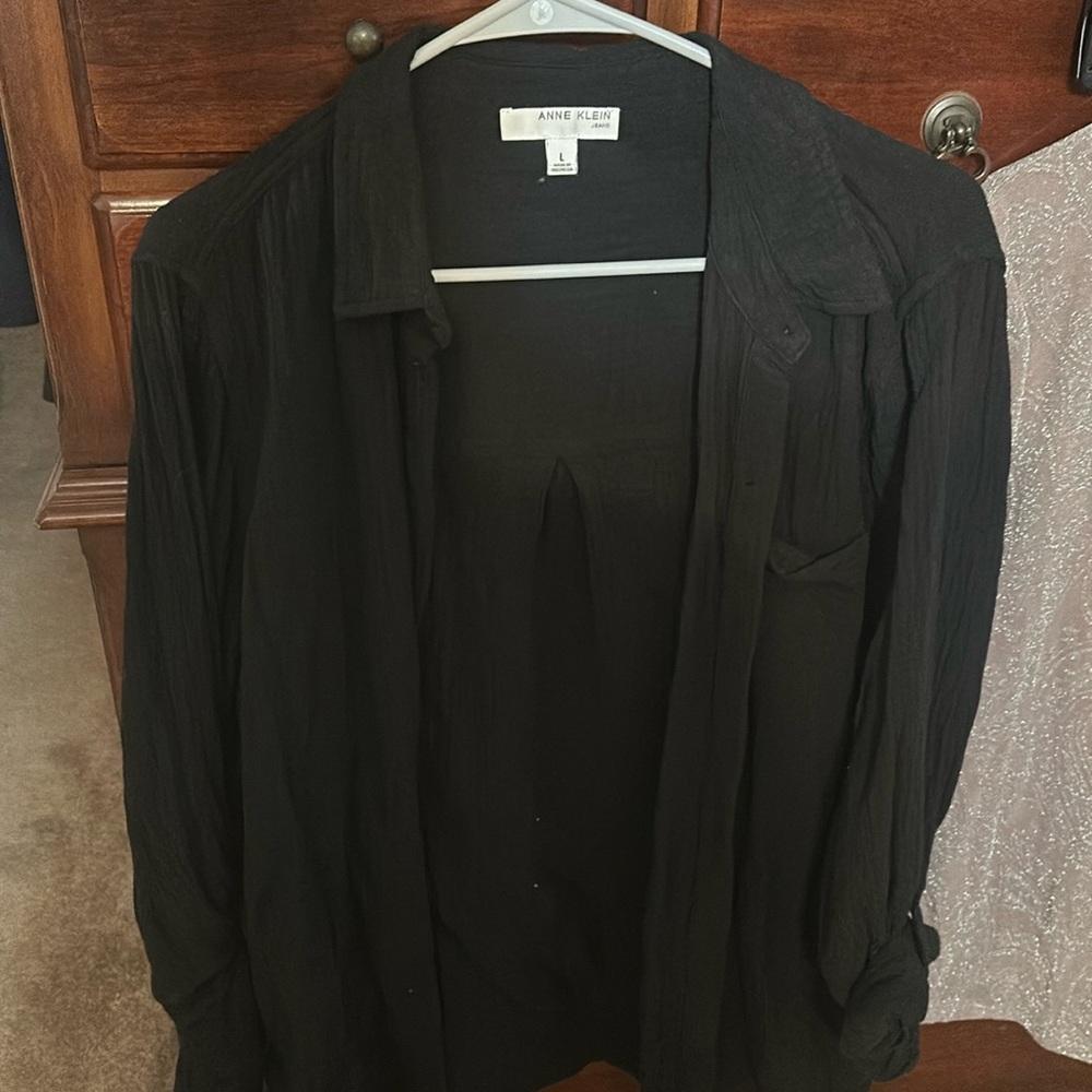 Black linen button up shirt